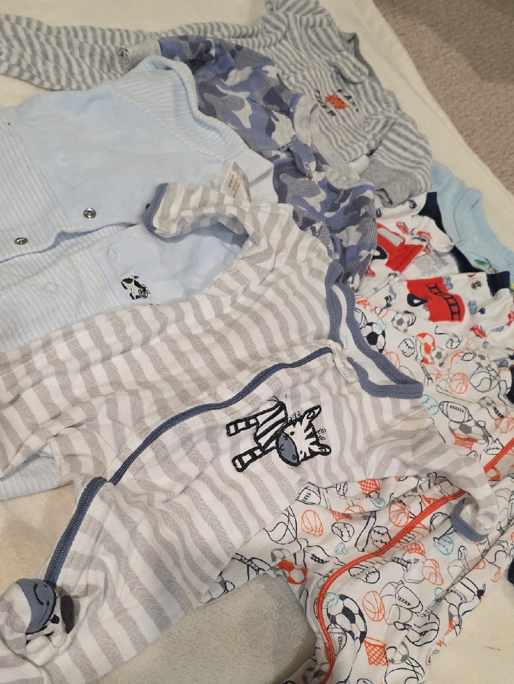 Koala Kids Baby Footie Pack And Various Brands, Pack Of 7, Baby 0-3